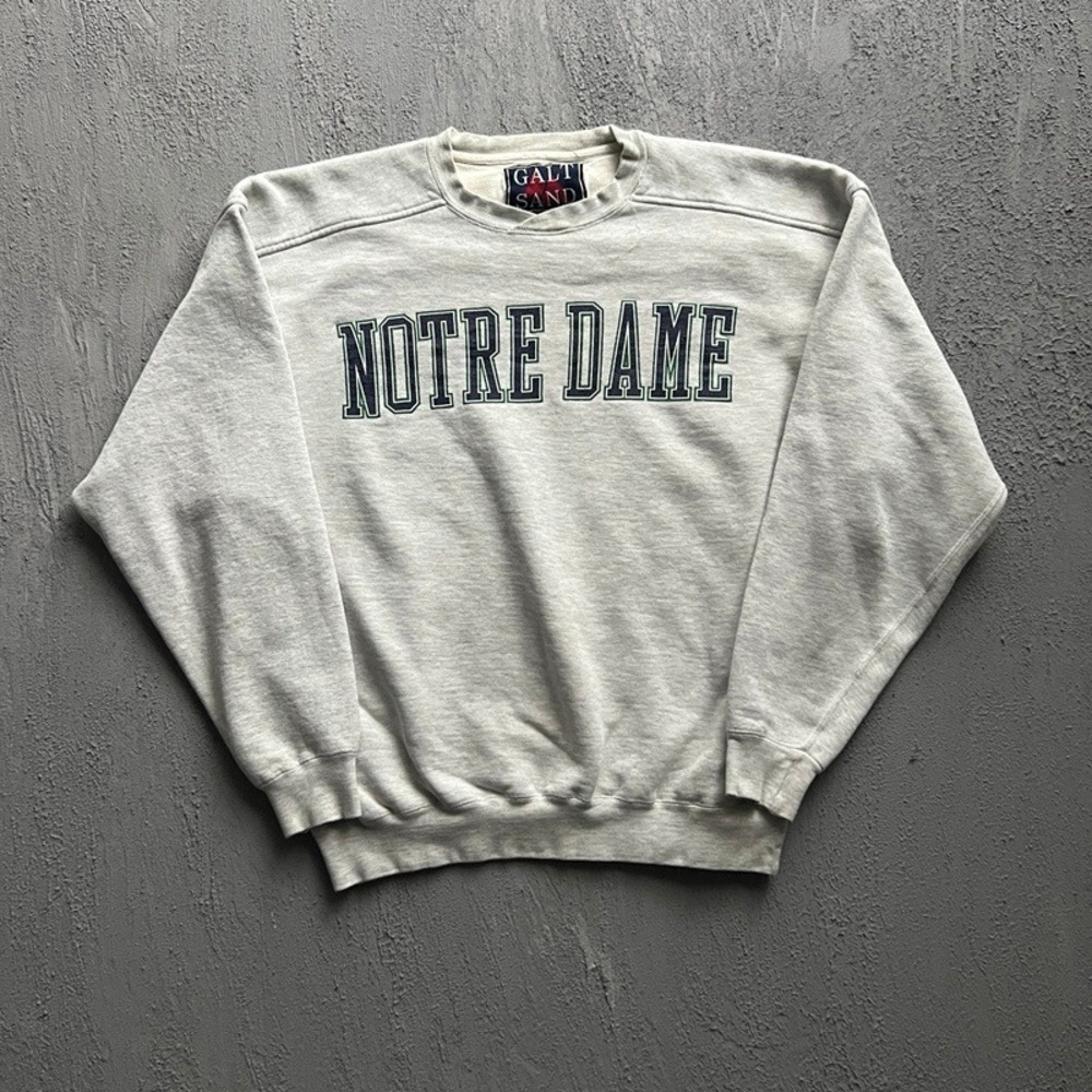 Vintage Notre Dame Fighting Irish Sweatshirt Large Grey 1990s NCAA